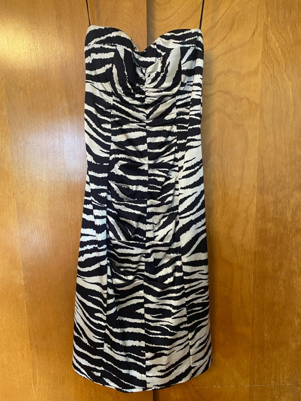 Cache Black and White Zebra Print Midi Dress